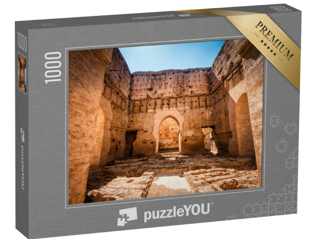 Puzzle 1000 Teile „Der Palast von El Badi: beeindruckende Ruine nahe Marrakesch, Marokko“