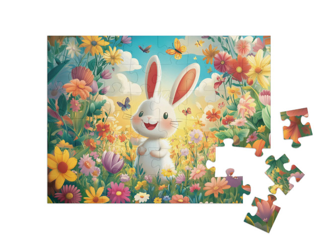 Puzzle 48 Teile „Der staunende Hase Heribert“