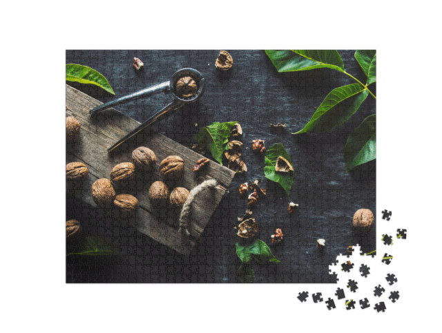 Puzzle 1000 Teile „Walnüsse mit den Blättern des Walnussbaumes“