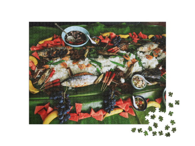 Puzzle 1000 Teile „Boodle Fight, Teil der philippinischen Kultur“