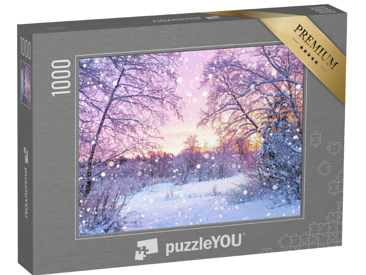 Puzzle 1000 Teile „Morgenrot im Winterwald“