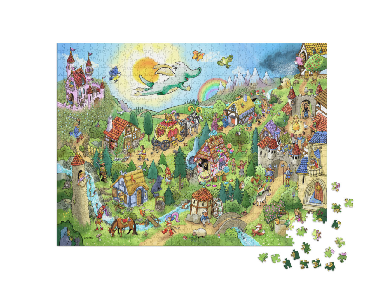 Puzzle 1000 Teile „Tabaluga in der Märchenwelt“