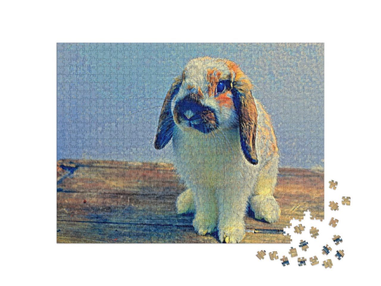 Puzzle 1000 Teile „im Stil von Paul-Cezanne - Hase auf Holztisch - Puzzle-Kollektion Künstler & Gemälde“