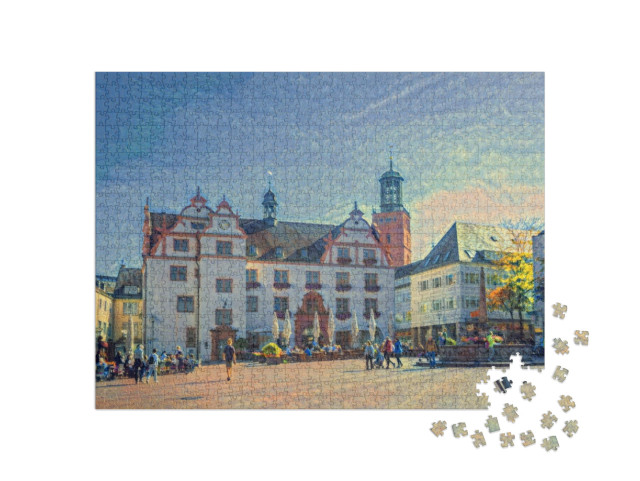 Puzzle 1000 Teile „im Stil von Paul-Cezanne - Altes Rathaus, Darmstadt, Deutschland - Puzzle-Kollektion Künstler & Gemälde“