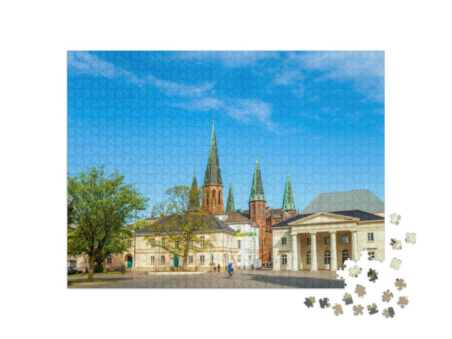 Puzzle 1000 Teile „Schloss und Kirche von Oldenburg, Niedersachsen, Deutschland“