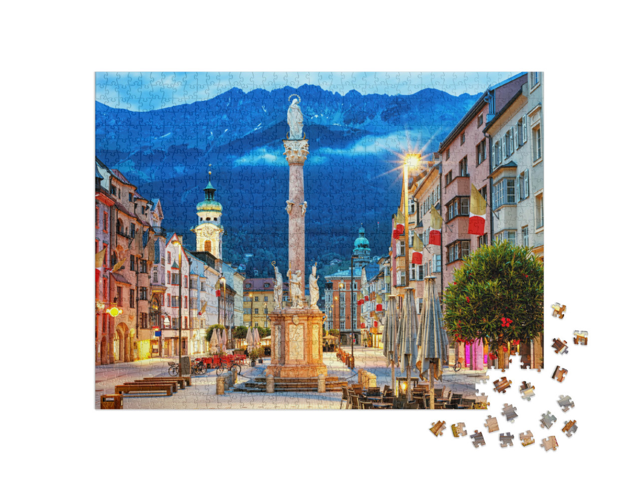 Puzzle 1000 Teile „Innsbruck: Altstadt im Alpengebirge in Tirol“