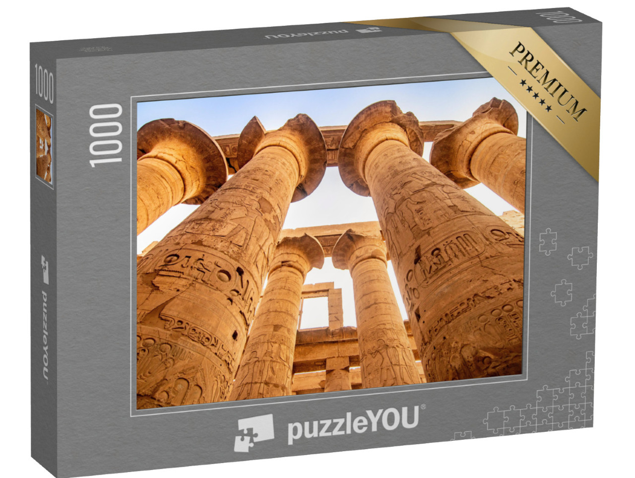 Puzzle 1000 Teile „Säulen, Architektur und Hieroglyphen im Karnak Tempel nahe Luxor, Ägypten“