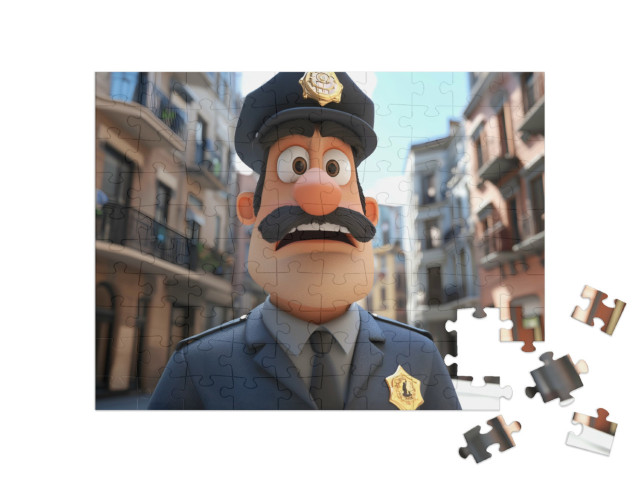 Puzzle 100 Teile „Der Polizeichef ist empört“