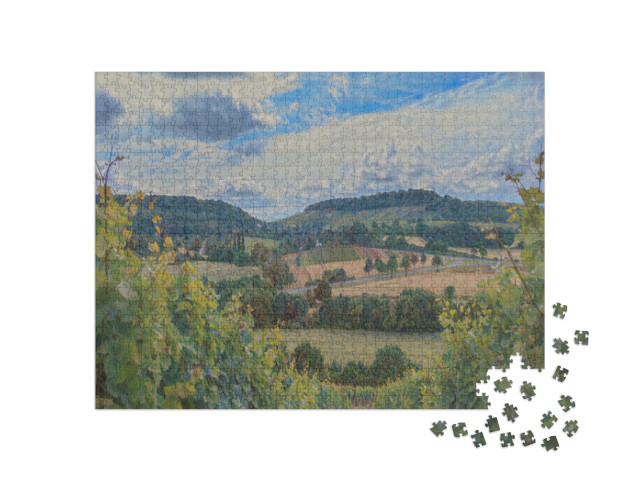Puzzle 1000 Teile „im Kunst-Stil von Claude Monet - Weinberge bei Heilbronn, Deutschland - Puzzle-Kollektion Künstler & Gemälde“