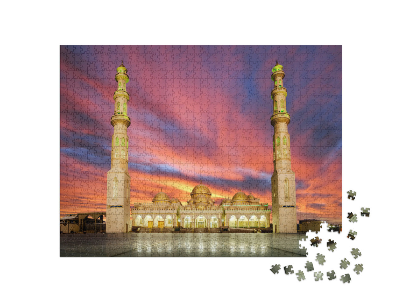 Puzzle 1000 Teile „Sonnenaufgang über der Moschee von Hurghada, Ägypten“