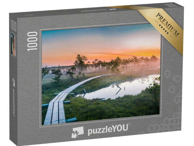 Puzzle 1000 Teile „Sonnenaufgang über einem nebligen Sumpf, Kemeri Nationalpark, Lettland“