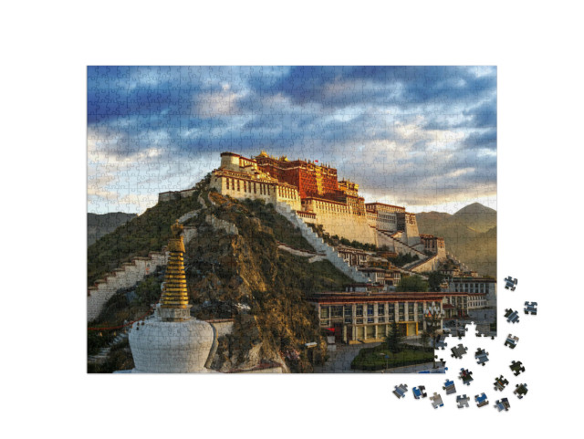 Puzzle 1000 Teile „Morgenlicht über dem Potala-Palast, Tibet“