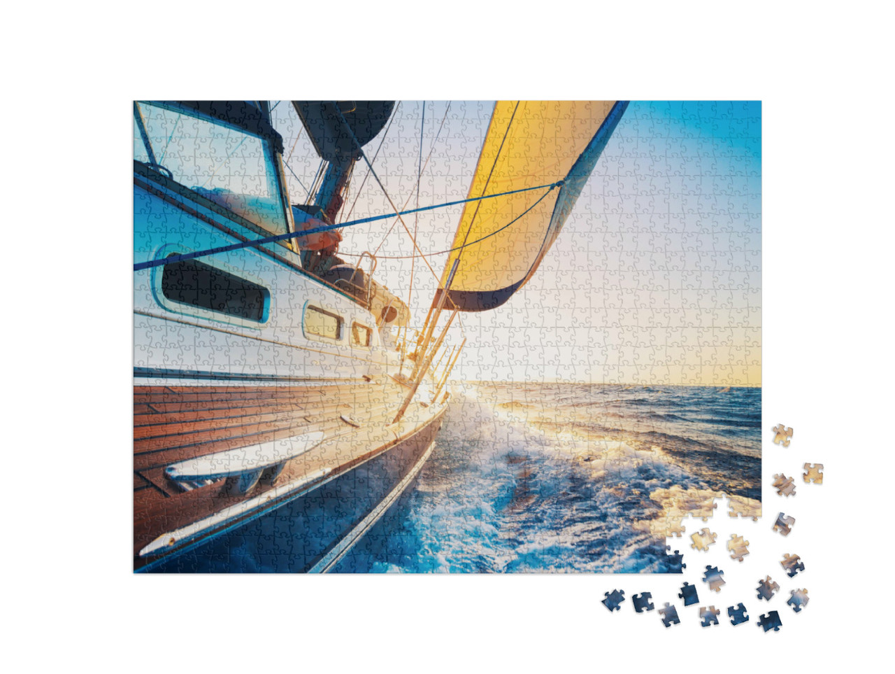 Puzzle 1000 Teile „Segeln in den Sonnenuntergang“