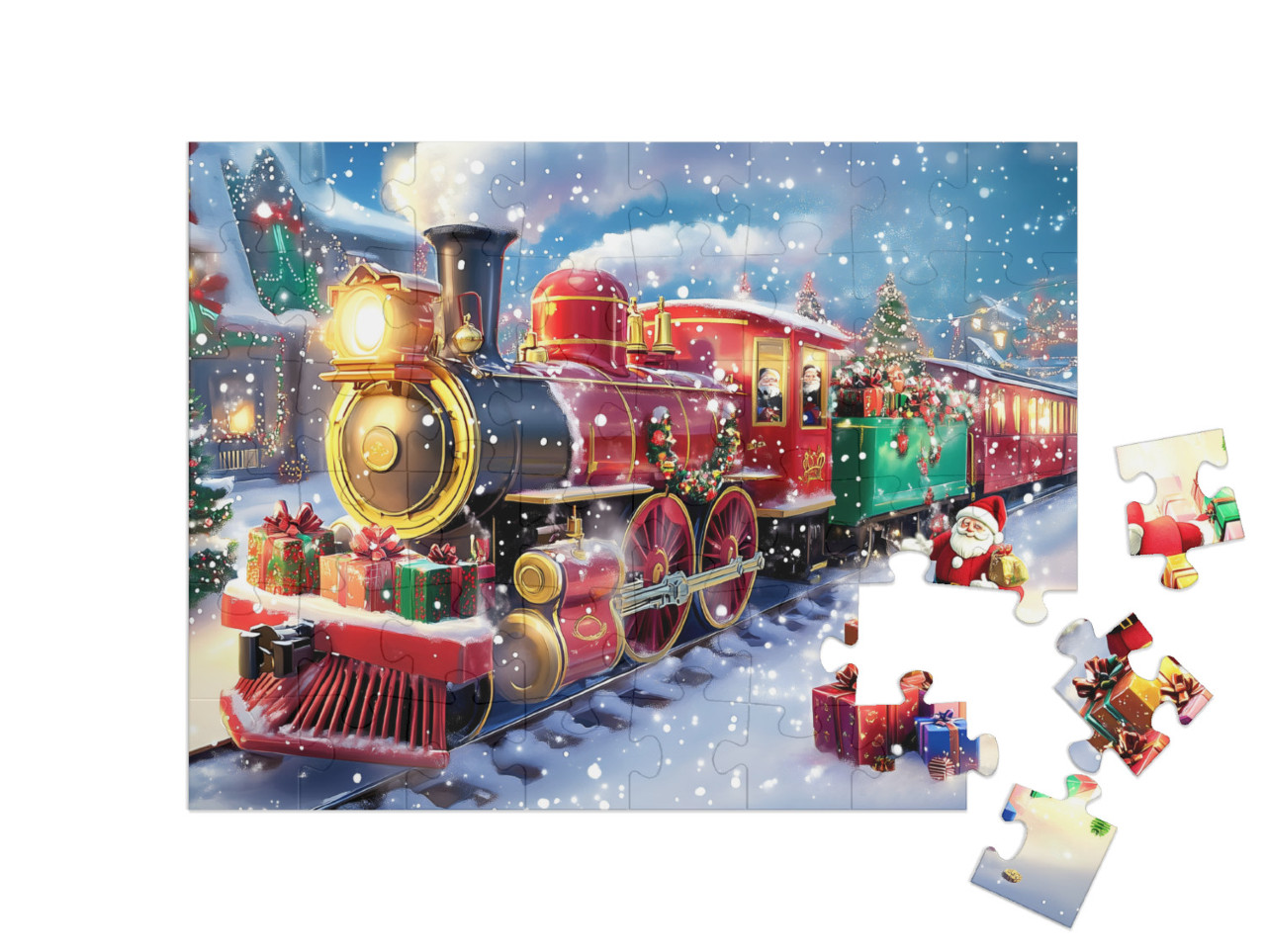Puzzle 48 Teile „Der Polar-Express bringt viele Geschenke“