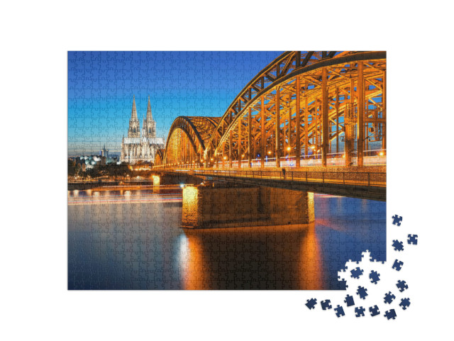 Puzzle 1000 Teile „Dom und Hohenzollernbrücke, Köln, Deutschland“