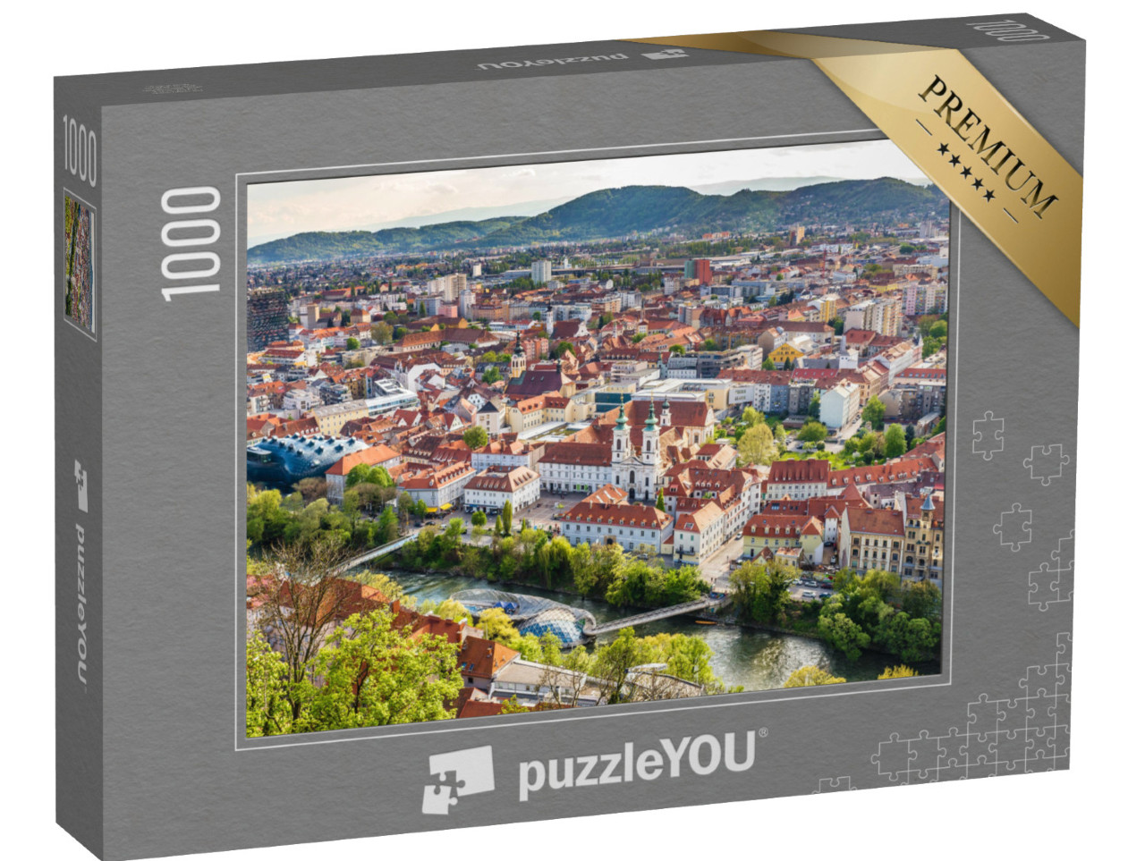 Puzzle 1000 Teile „Luftaufnahme von Stadtzentrum Graz, Österreich“