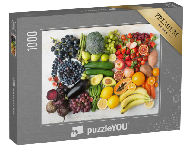 Puzzle 1000 Teile „Sortiment von Obst und Gemüse in Regenbogenfarben“