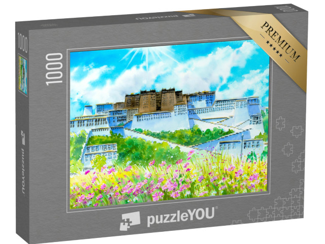 Puzzle 1000 Teile „Aquarellmalerei: Potala-Palast, Tibet, China“