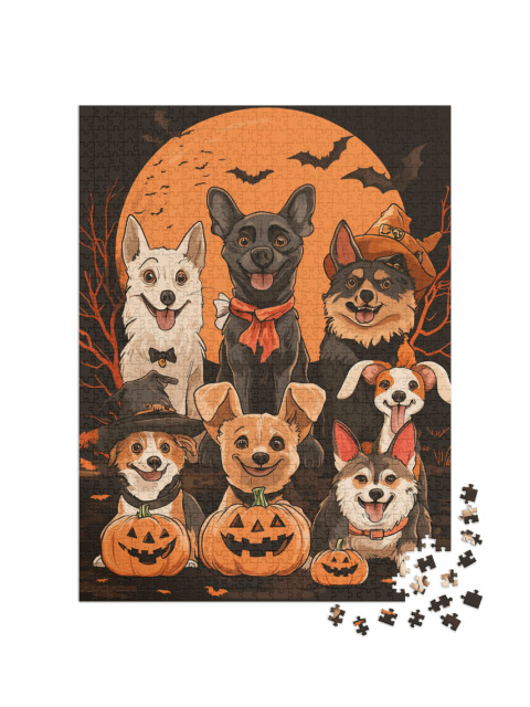 Puzzle 1000 Teile „Hundefreunde an Halloween“