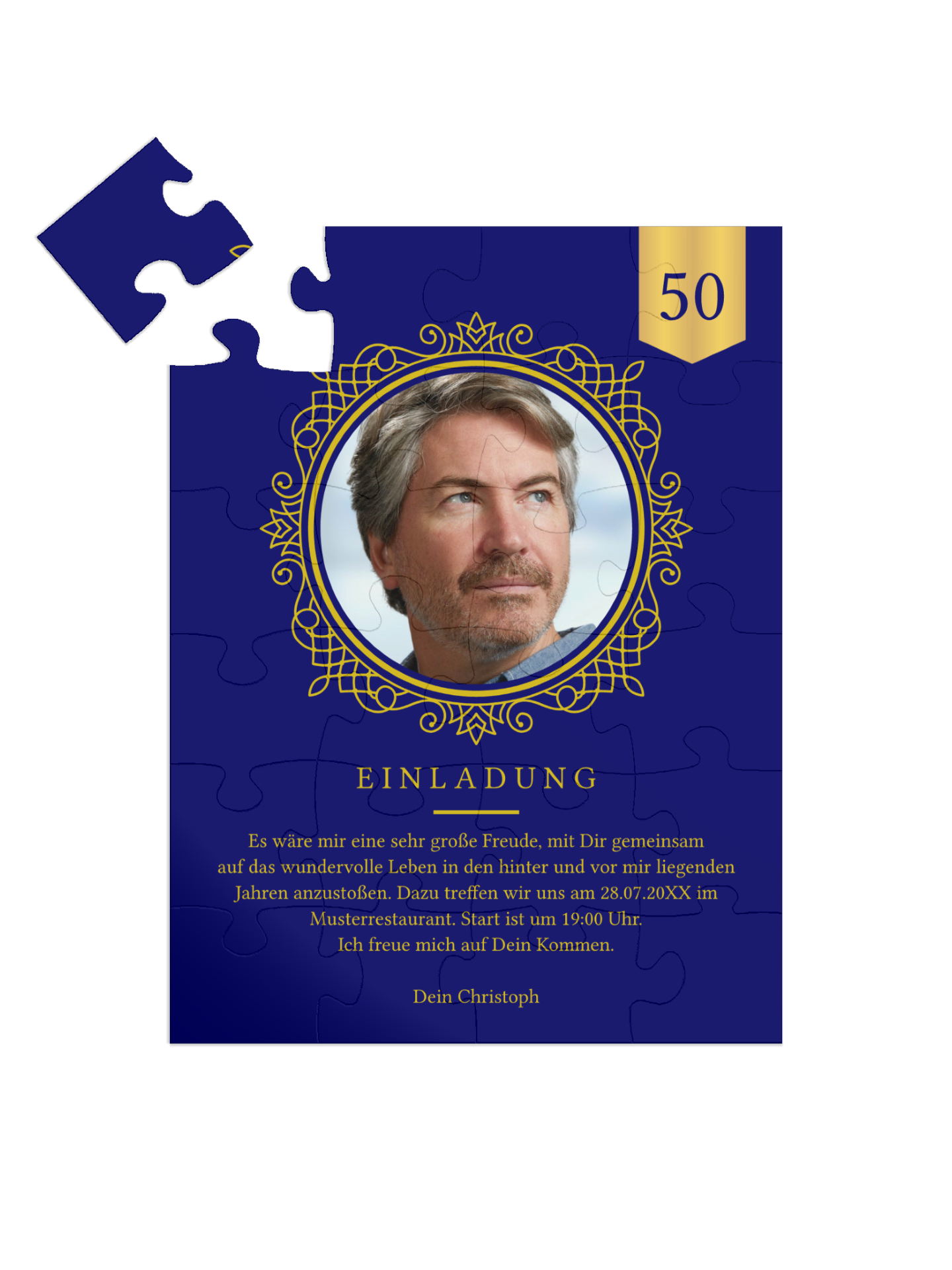 "Flourish 50" in Hochformat nachtblau