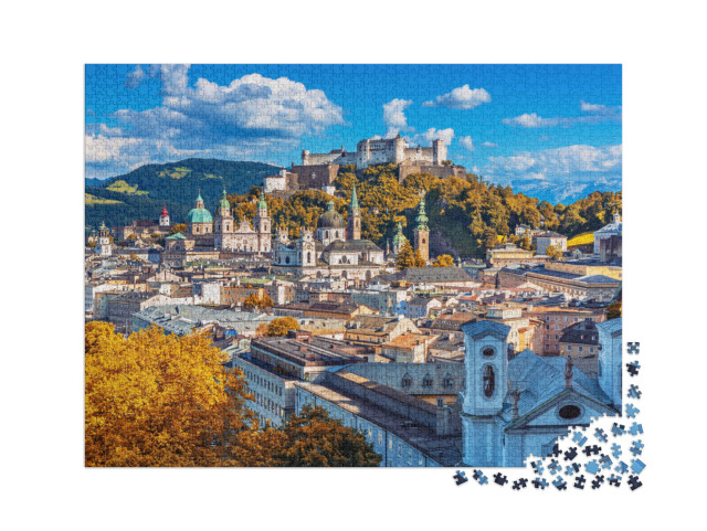 Puzzle 2000 Teile „Salzburger Skyline mit Festung Hohensalzburg im Herbst, Österreich“