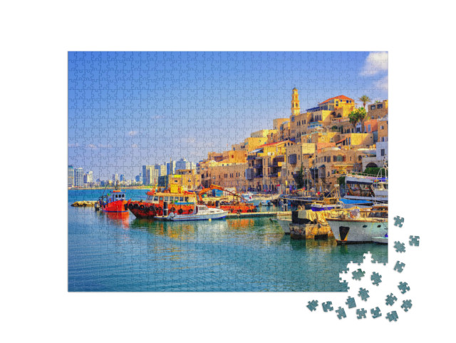Puzzle 1000 Teile „Altstadt, Hafen von Jaffa und Skyline von Tel Aviv, Israel“