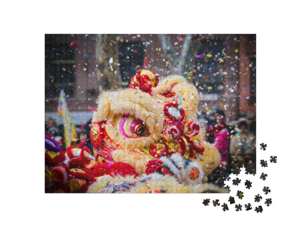 Puzzle 1000 Teile „Löwentanz und Konfetti beim chinesischen Neujahrsfest“