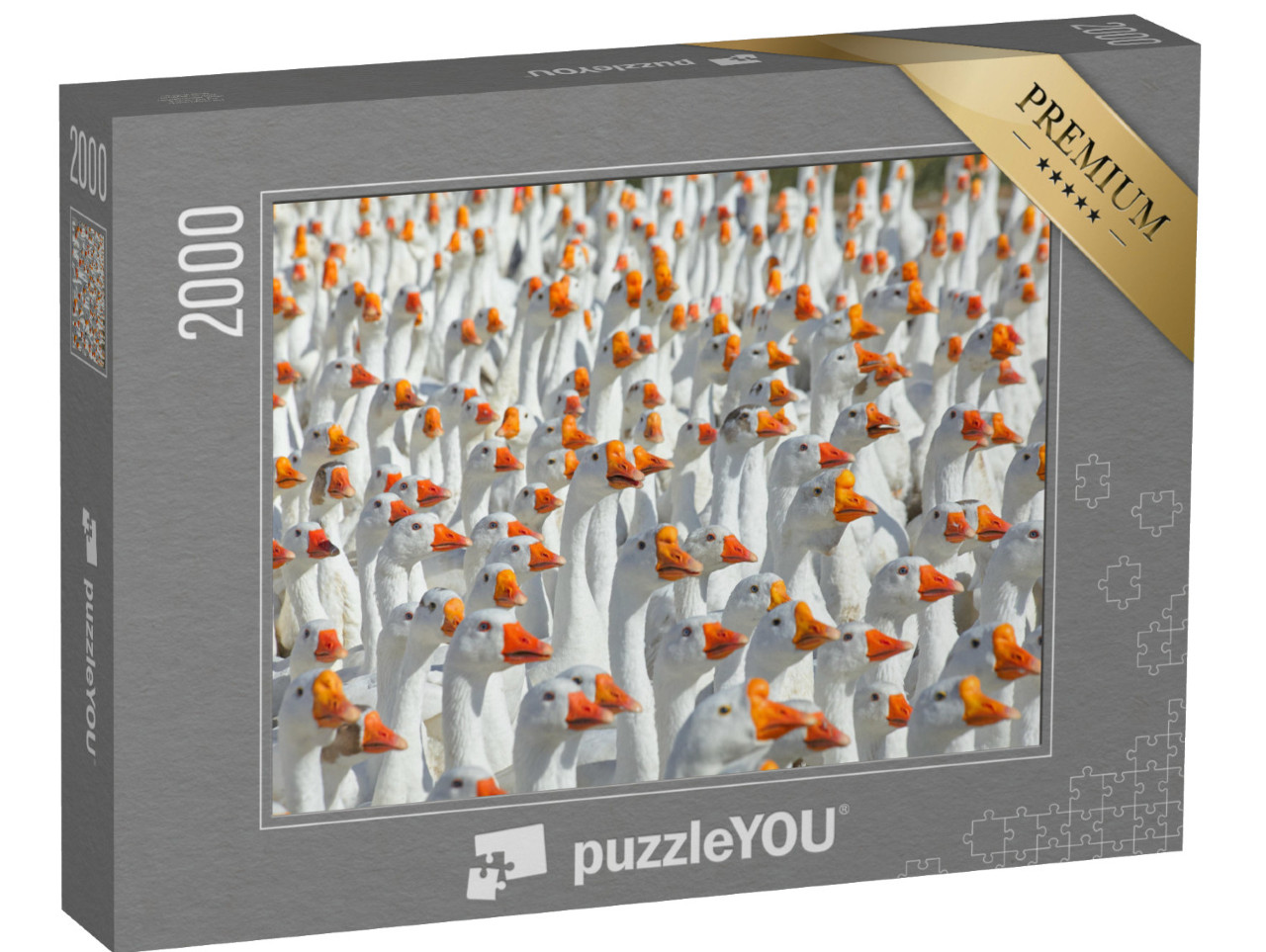 Puzzle 2000 Teile „Riesige Schar weißer Gänse“