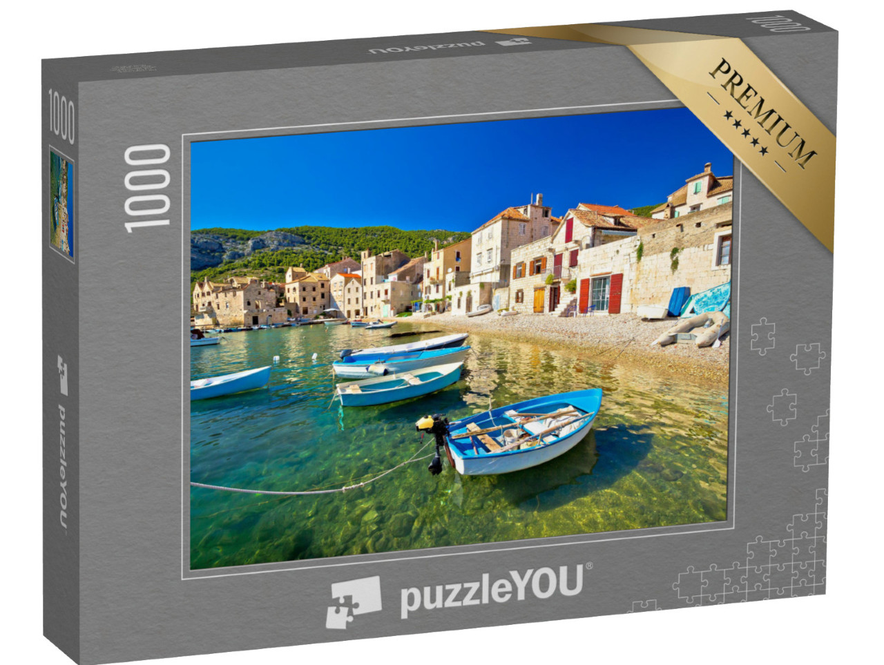 Puzzle 1000 Teile „Komiza am Wasser, Insel Vis, Kroatien“