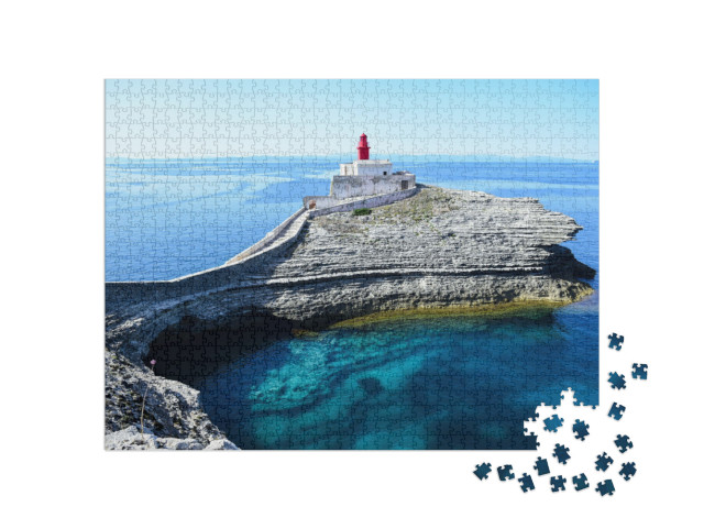Puzzle 1000 Teile „Leuchtturm von Madonetta, Bonifacio, südlich von Korsika, Frankreich“