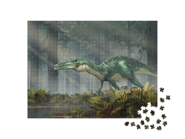 Puzzle 1000 Teile „Suchomimus, ein Dinosaurier der Kreidezeit, 3D-Illustration“