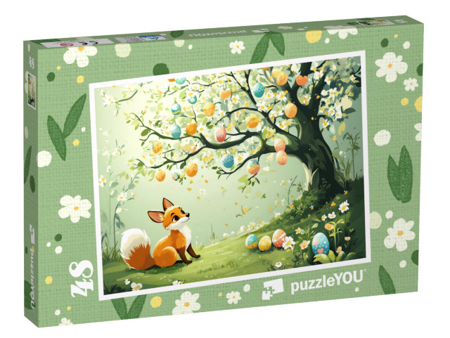 Puzzle 48 Teile „Der kleine Fuchs am Osterbaum“