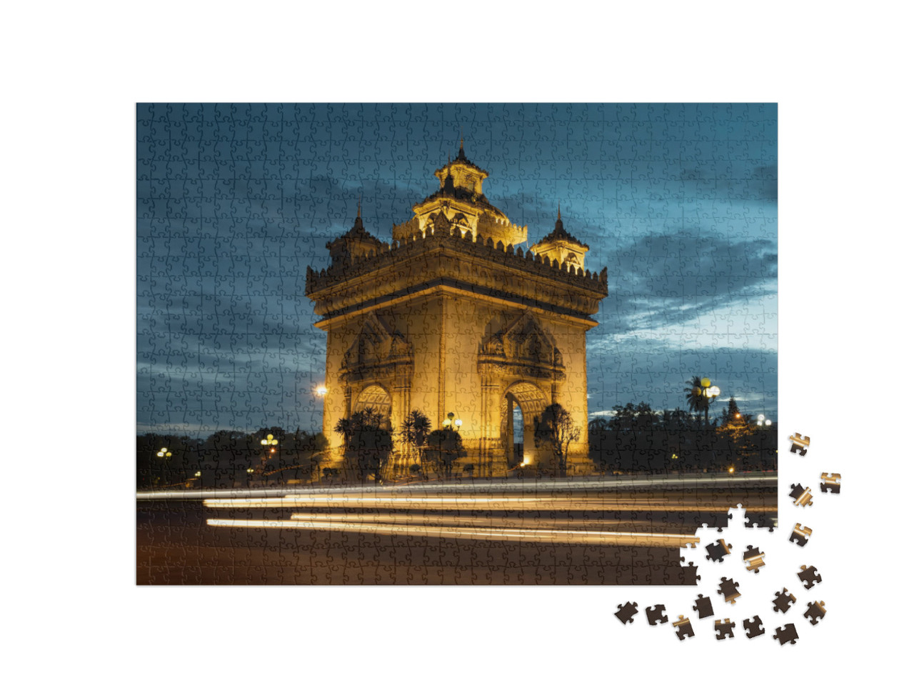 Puzzle 1000 Teile „Siegesdenkmal Patuxai in Vientiane, Hauptstadt von Laos“