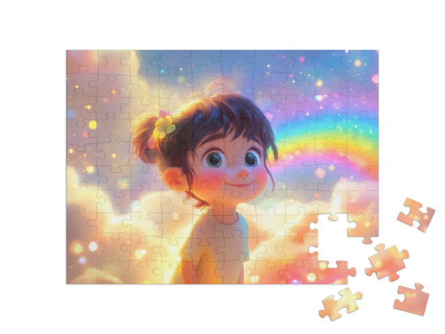 Puzzle 100 Teile „Regenbogen-Glitzerwelt“