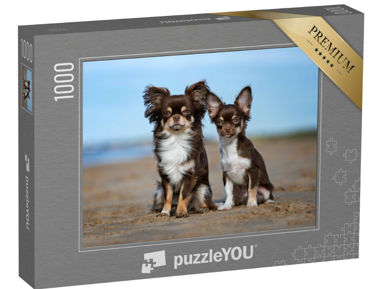 Puzzle 1000 Teile „Chihuahua und Welpe draußen“