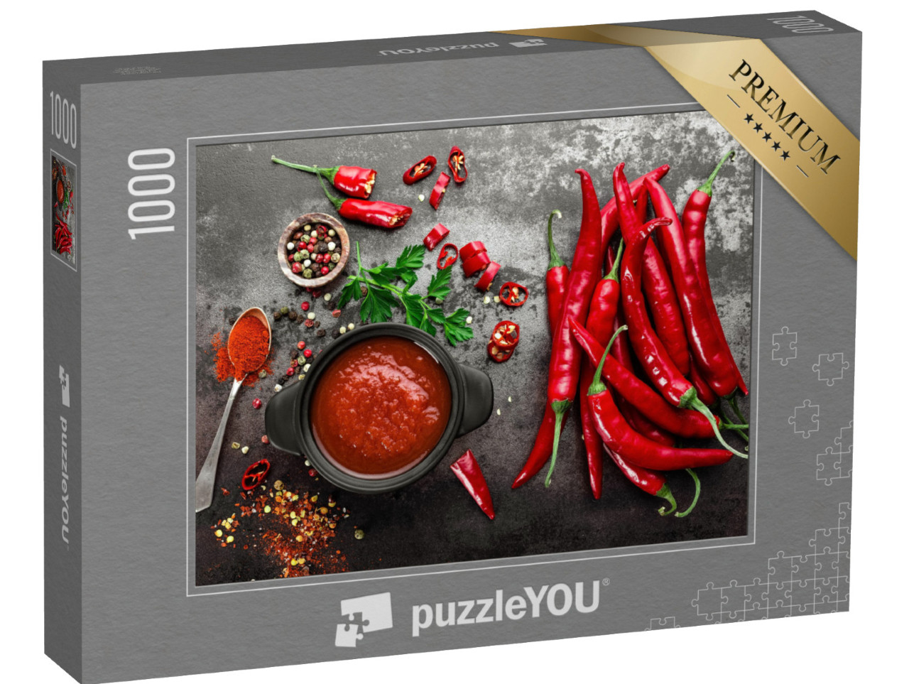 Puzzle 1000 Teile „scharfe Chilisauce, Ketchup“