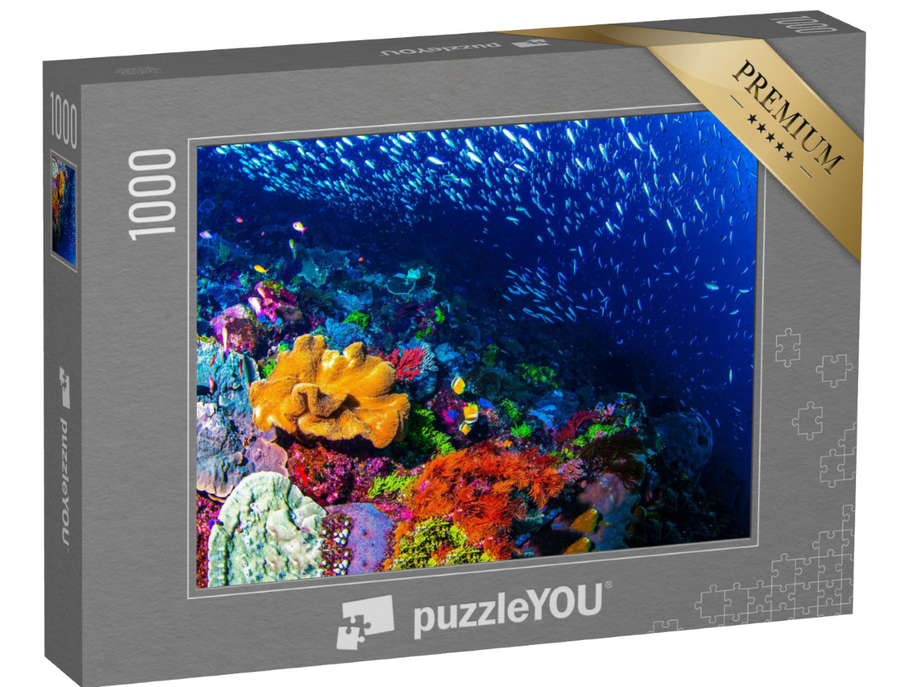 Puzzle 1000 Teile „Atemberaubendes buntes Korallenriff, schöne Unterwasserlandschaft“