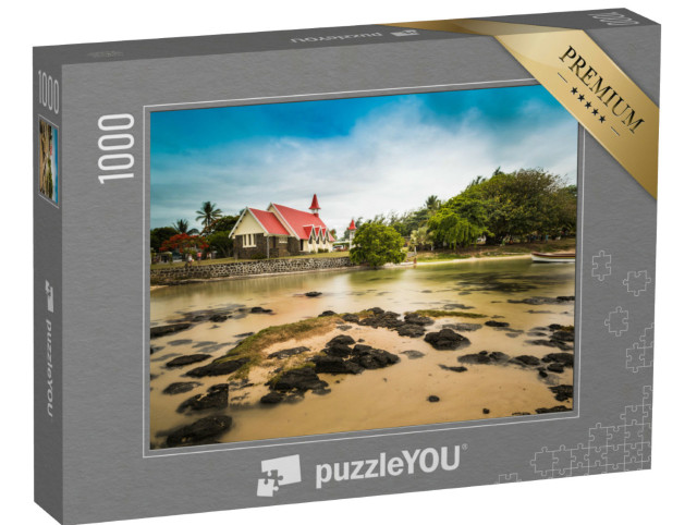 Puzzle 1000 Teile „Notre Dame Auxiliatrice: Kirche mit rotem Dach am Cap Malheureux, Mauritius“