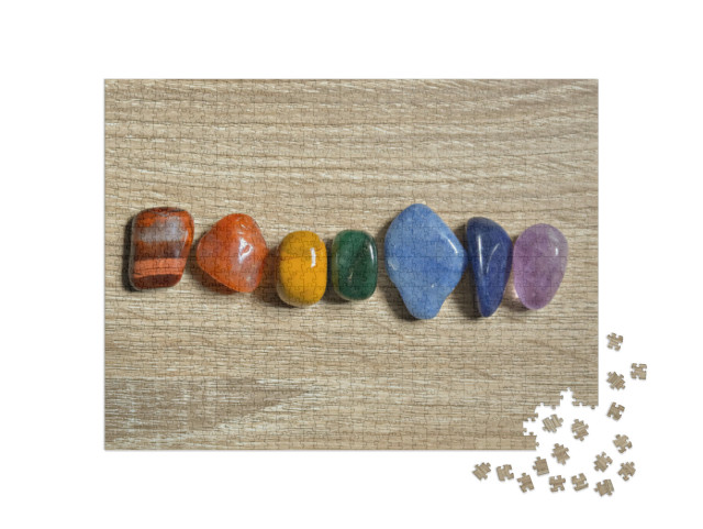 Puzzle 1000 Teile „Nahaufnahme von Chakra-Steinen, Chakra-Kristallen“