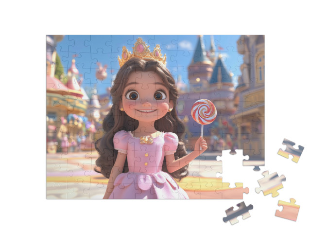 Puzzle 100 Teile „Die Lolli-Prinzessin im Schlaraffenland“