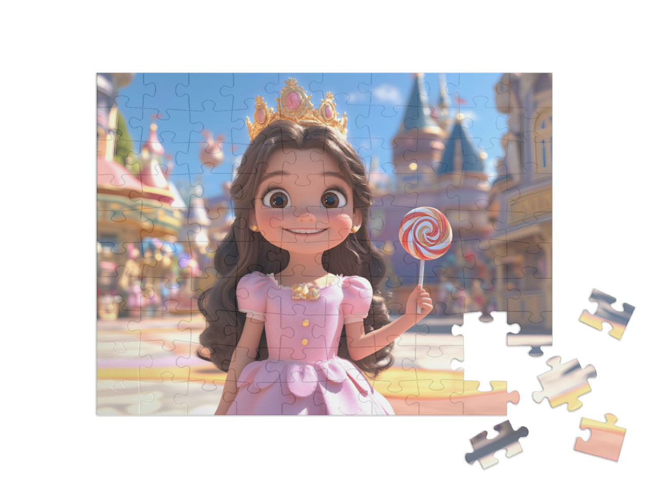 Puzzle 100 Teile „Die Lolli-Prinzessin im Schlaraffenland“