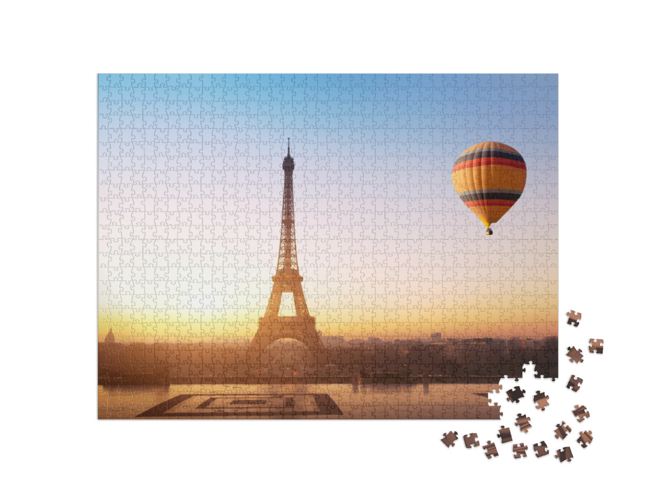Puzzle 1000 Teile „Heißluftballon am Eiffelturm in Paris, Frankreich“