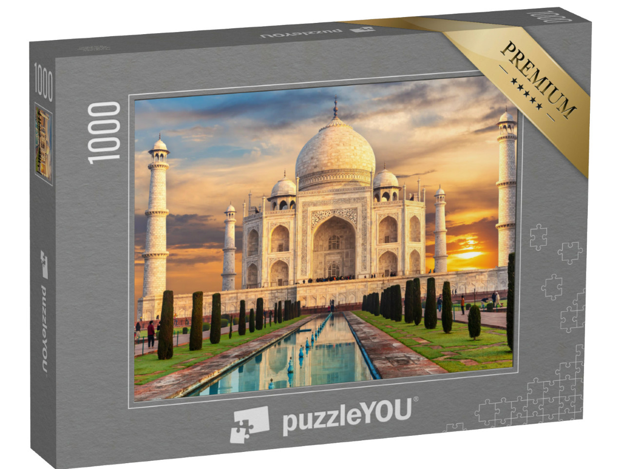 Puzzle 1000 Teile „Taj Mahal bei Sonnenuntergang, berühmte Sehenswürdigkeit, Indien, Agra“