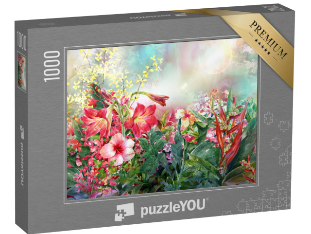 Puzzle 1000 Teile „Aquarell: Bouquet von bunten Blumen“