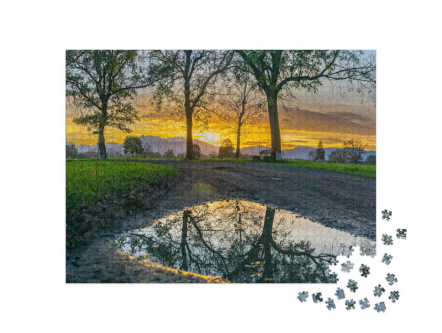 Puzzle 1000 Teile „Sonnenuntergang im Rheintal“
