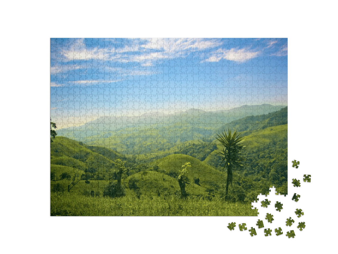 Puzzle 1000 Teile „Grüne Hügel und Berge in Costa Rica“