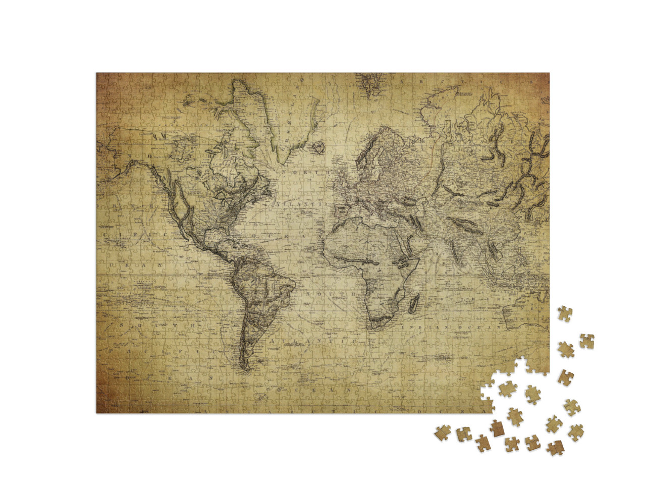 Puzzle 1000 Teile „Alte Weltkarte von 1814“