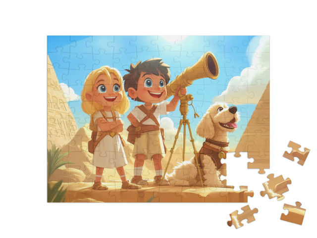 Puzzle 100 Teile „Leo und Mia auf Schatzsuche in Ägypten“