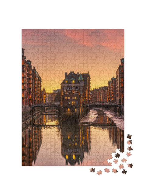 Puzzle 1000 Teile „Die alte Speicherstadt in Hamburg, Deutschland“