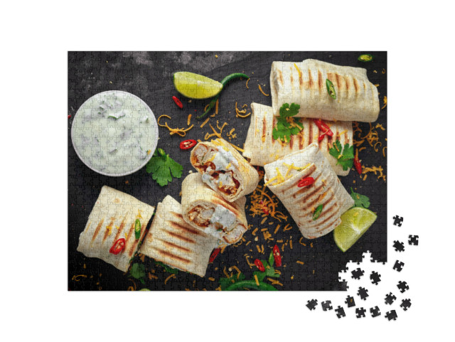Puzzle 1000 Teile „Frisch zubereitete Wraps mit gegrilltem Hähnchen“